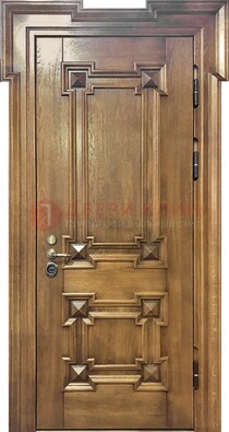 Филенчатая железная дверь с массивом дуба ДМД-56 в Луге