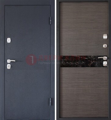 Черная железная дверь с порошковым напылением МДФ внутри ДП-114 в Луге