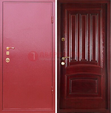 Красная металлическая дверь с порошковым напылением ДП-165 в Луге