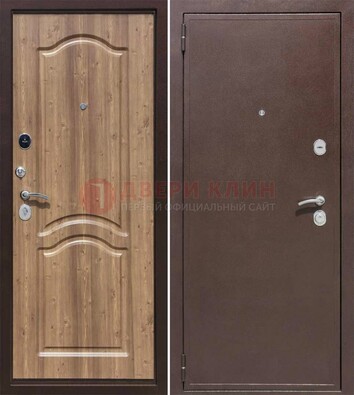 Коричневая железная дверь с порошковым окрасом ДП-191 в Самаре