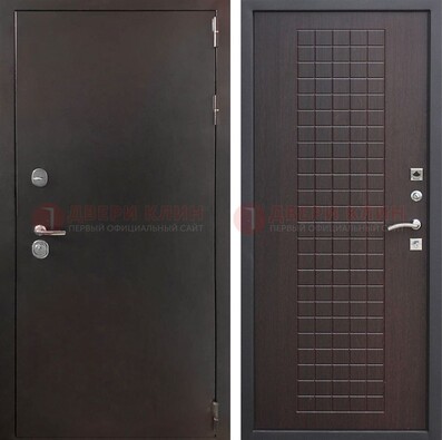 Железная дверь с порошковым покрытием Антик медь/Темный орех ДП-222 в Луге