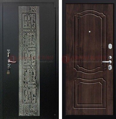 Темная входная дверь с порошковым покрытием и МДФ внутри ДП-224 в Луге