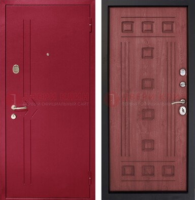 Красная железная дверь с порошковым напылением ДП-242 в Луге