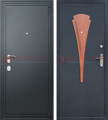 Черная железная дверь с порошковым покрытием и накладкой МДФ внутри ДП-245 в Истре