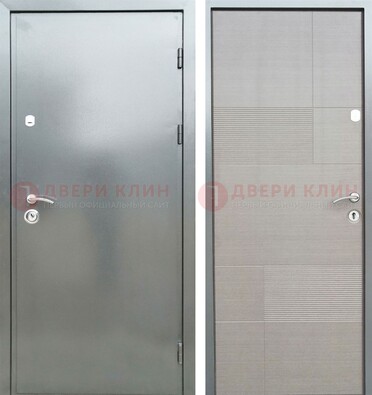 Металлическая серая дверь с порошковым покрытием и серым МДФ внутри ДП-250 в Луге