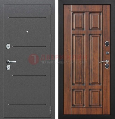 Стальная дверь с порошковым покрытием Антик серебро и филенчатой МДФ ДП-267 в Луге