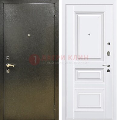 Железная темно-серая дверь с порошковым напылением и белой МДФ ДП-274 в Луге
