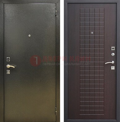 Темная железная дверь с порошковым напылением и терморазрывом МДФ Махагон ДП-286 в Луге