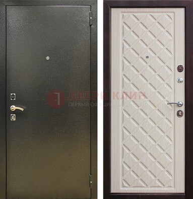 Темно-серая железная дверь с порошковым покрытием и филенчатой МДФ ДП-289 в Луге