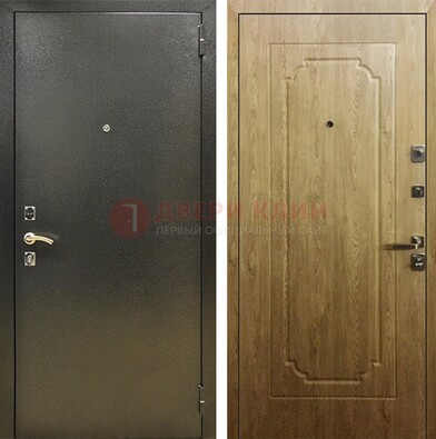 Темно-серая входная дверь с порошковым покрытием и МДФ Золотой дуб ДП-291 в Луге