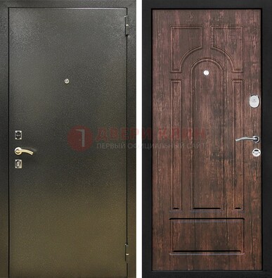Темно-серая металлическая дверь с порошковым покрытием и МДФ коричневая ДП-292 в Луге