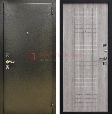 Железная темная дверь с порошковым покрытием и филенчатой МДФ ДП-297 в Луге