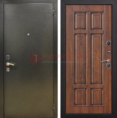 Металлическая входная темная дверь с порошковым напылением и МДФ ДП-299 в Луге