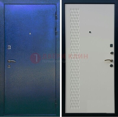 Синяя железная дверь с порошковым напылением ДП-49 в Луге