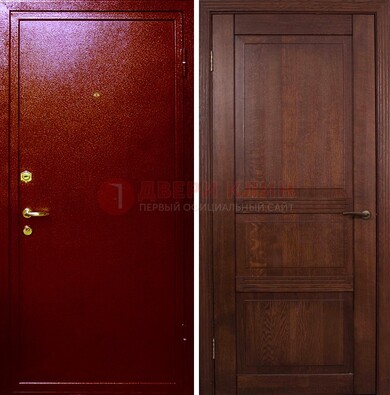 Красная железная дверь с порошковым окрасом ДП-58 в Луге