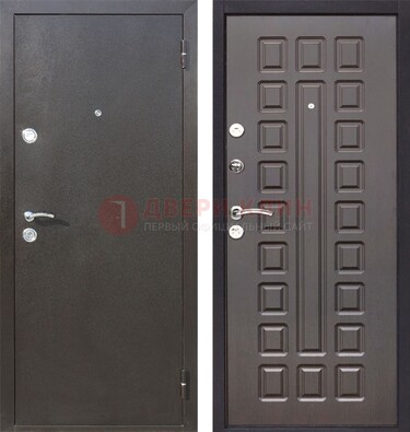 Коричневая железная дверь с порошковым окрасом ДП-63 в Уфе