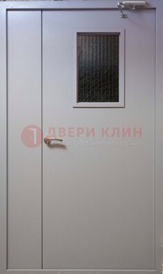 Белая железная подъездная дверь ДПД-4 в Ивантеевке