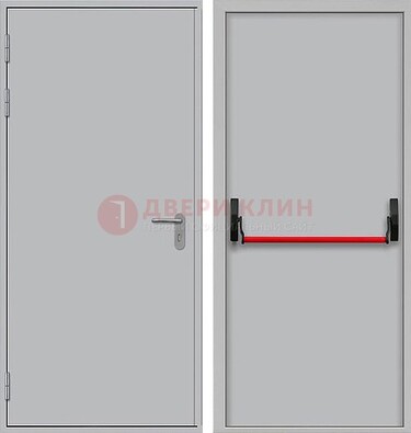Белая металлическая противопожарная дверь с длинной ручкой ДПП-14 в Рузе