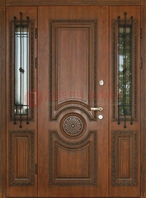 Парадная распашная стальная дверь Винорит со стеклом ДПР-106 в Луге