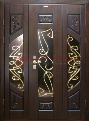 Парадная дверь со стеклом и ковкой ДПР-1 в каркасный дом в Луге
