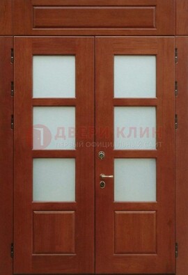 Металлическая парадная дверь со стеклом ДПР-69 для загородного дома в Луге