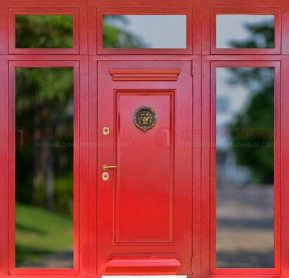Красная парадная дверь для частного дома ДПР-88 в Луге