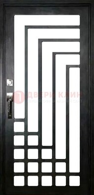Черная стальная решетчатая дверь в современном стиле ДР-43 в Луге