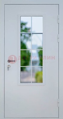 Белая железная дверь порошок со стеклом ДС-31 в Луге