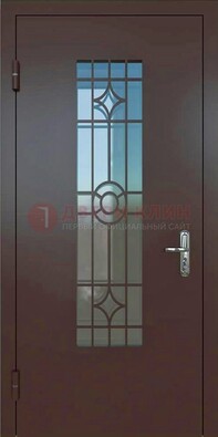 Входная металлическая дверь со стеклом для дома ДС-6 в Луге