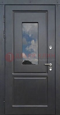 Чёрная металлическая дверь со стеклом ДС-77 в Луге