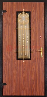 Дополнительная дверь со стеклом и золотой ковкой ДСК-16 в Луге