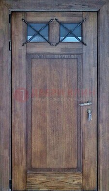 Металлическая дверь с Виноритом со стеклом и ковкой под старину ДСК-209 в Луге