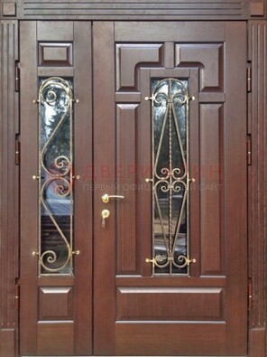 Стальная распашная дверь Винорит стекло и ковка ДСК-274 в Луге
