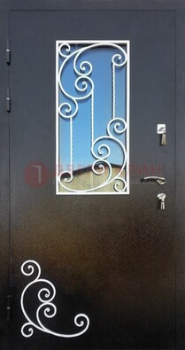 Входная дверь Порошок со стеклом и ковкой ДСК-278 в Луге
