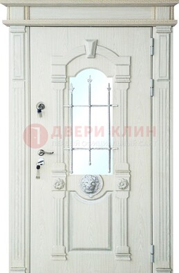 Герметичная входная дверь со стеклом и ковкой с украшением ДСК-64 в Луге