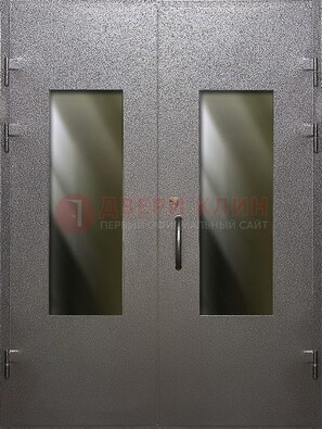 Серая тамбурная дверь со стеклянными вставками ДТМ-8 в Луховицах