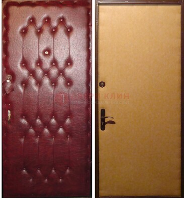 Бордовая металлическая дверь с винилискожей ДВ-1 в Луге