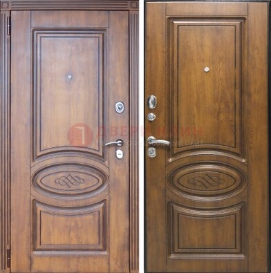 Коричневая металлическая дверь с виноритом ДВТ-10 в Луге