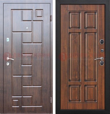 Металлическая коричневая дверь с виноритом и филенкой ДВТ-137 в Луге