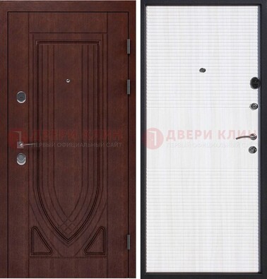 Уличная темная филенчатая дверь с виноритом и МДФ Белый ясень ДВТ-141 в Луге