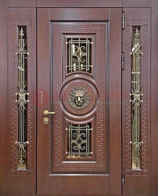 Стальная темная дверь с виноритом и МДФ с молдингами ДВТ-153 в Луге