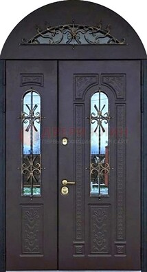 Железная дверь в цвете Итальянский орех с виноритом и темной МДФ ДВТ-157 в Луге