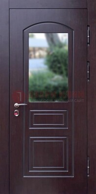 Темная железная дверь с виноритом и стеклом ДВТ-162 в Балашихе