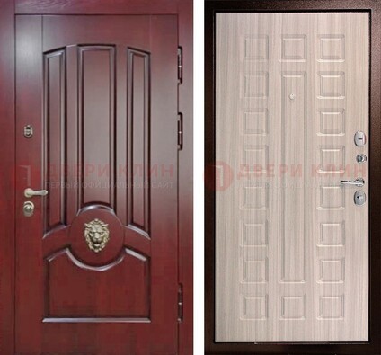 Темно-красная входная дверь с виноритом ДВТ-234 в Луге