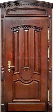 Темная стальная дверь с виноритом и фрамугой ДВТ-238 в Луге