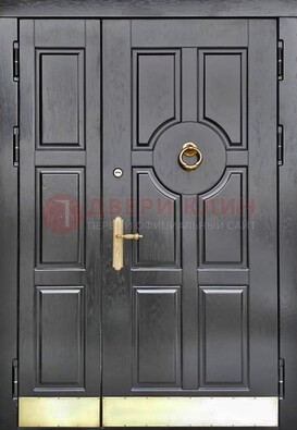 Черная металическая дверь с виноритом для дома ДВТ-241 в Луге