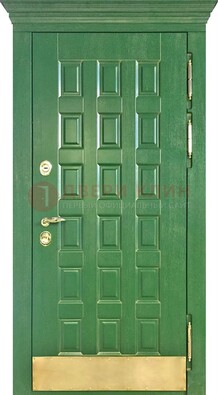 Входная зеленая дверь с виноритом для коттеджа ДВТ-249 в Луге