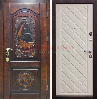 Темная железная дверь с виноритом и филенкой ДВТ-54 в Луге
