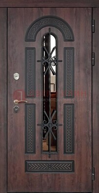 Темная стальная дверь с виноритом и узором ДВТ-57 в Луге
