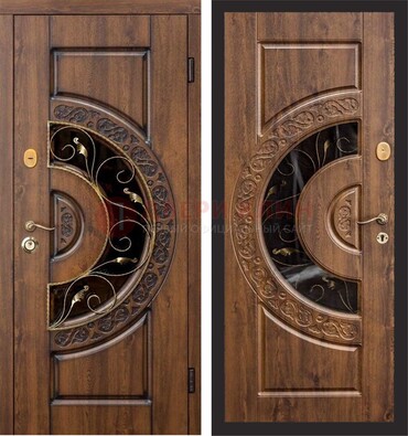 Металлическая дверь с виноритом и панелью Итальянский орех ДВТ-71 в Луге